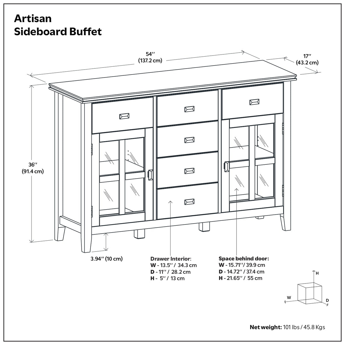 Light Golden Brown | Artisan Sideboard Buffet