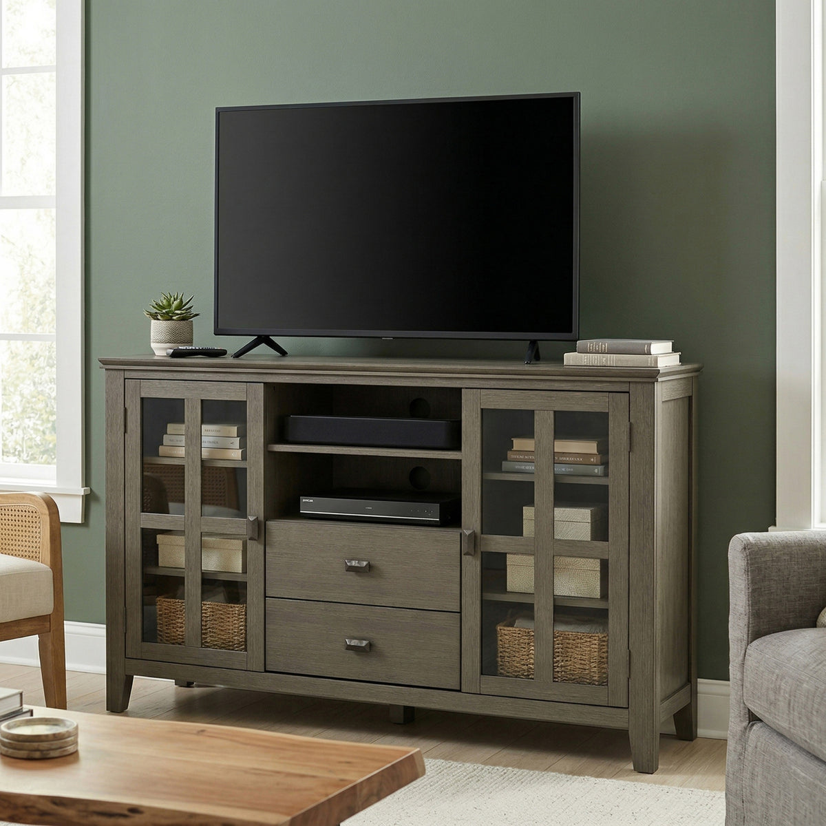 Farmhouse Grey | Artisan Tall TV Media Stand
