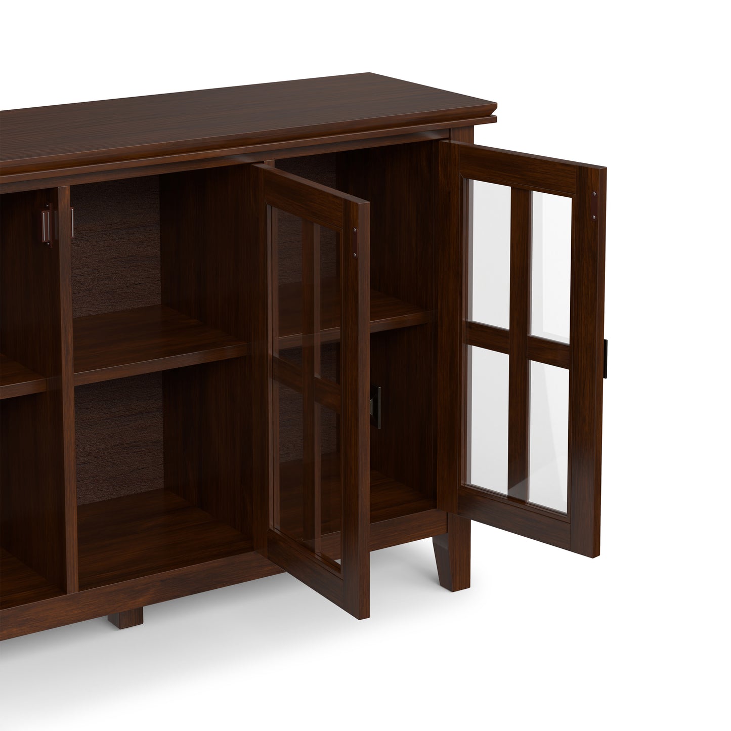 Russet Brown | Artisan Wide Storage Cabinet with 3 Glass Doors