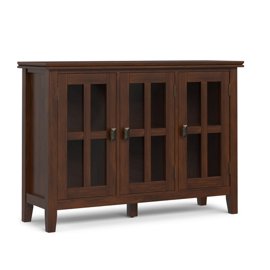 Russet Brown | Artisan Wide Storage Cabinet with 3 Glass Doors