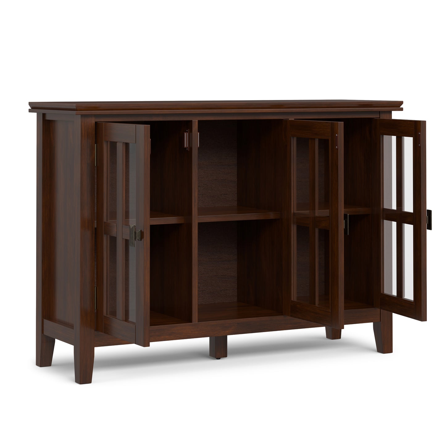 Russet Brown | Artisan Wide Storage Cabinet with 3 Glass Doors