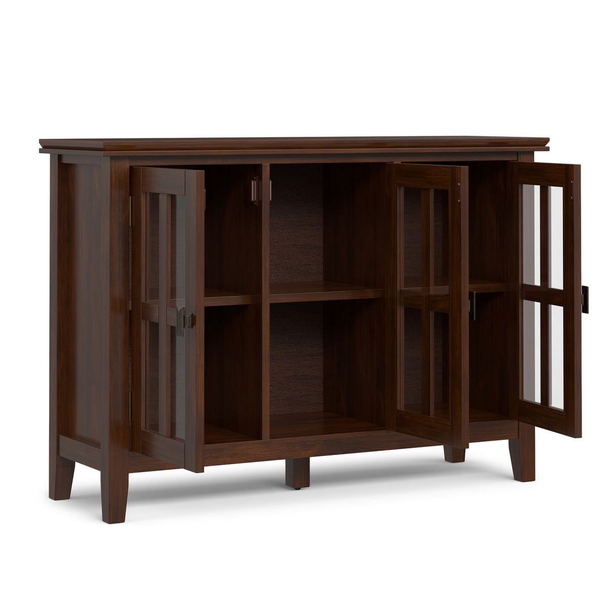 Russet Brown | Artisan Wide Storage Cabinet with 3 Glass Doors