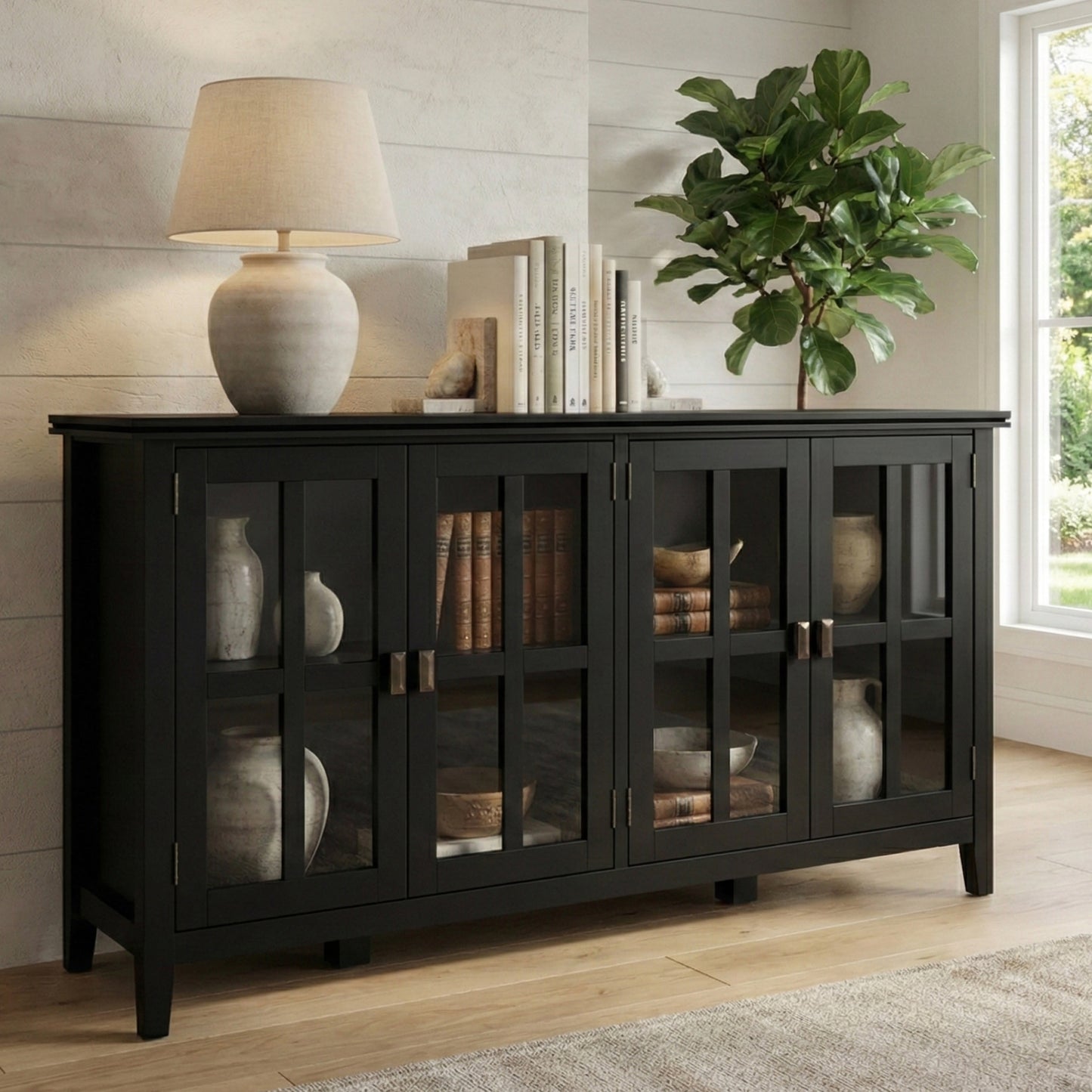 Black | Artisan Wide 4 Door Storage Cabinet