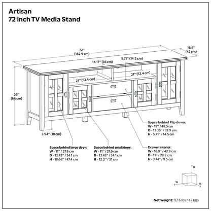 Honey Brown | Artisan 72 inch TV Media Stand