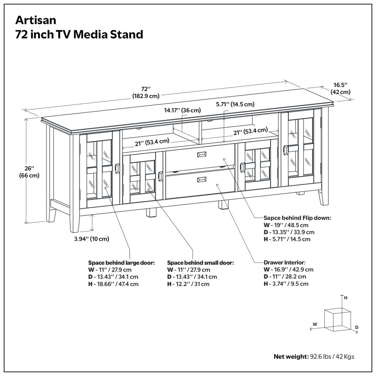 White | Artisan 72 inch TV Media Stand
