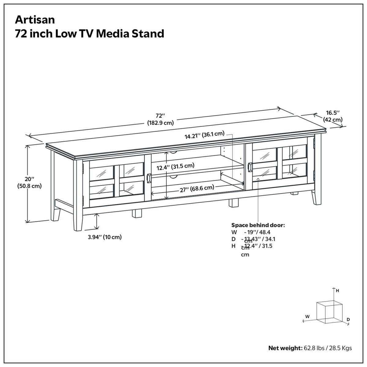 Artisan 72 inch Low TV Media Stand