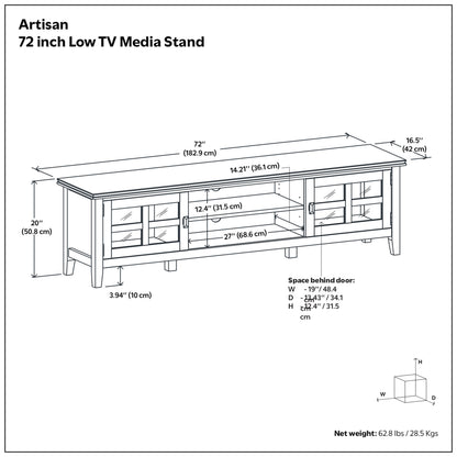 Artisan 72 inch Low TV Media Stand