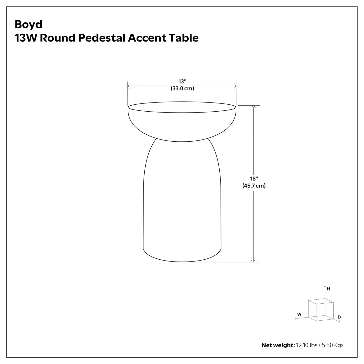 Black | Boyd 13 inch Ribbed Accent Table