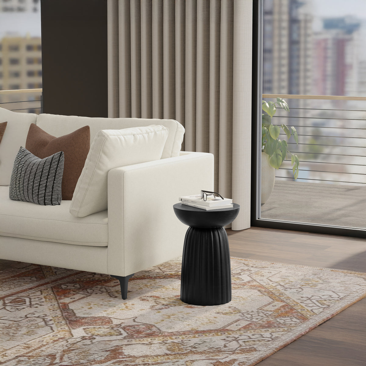 Black | Boyd 13 inch Stripe Accent Table