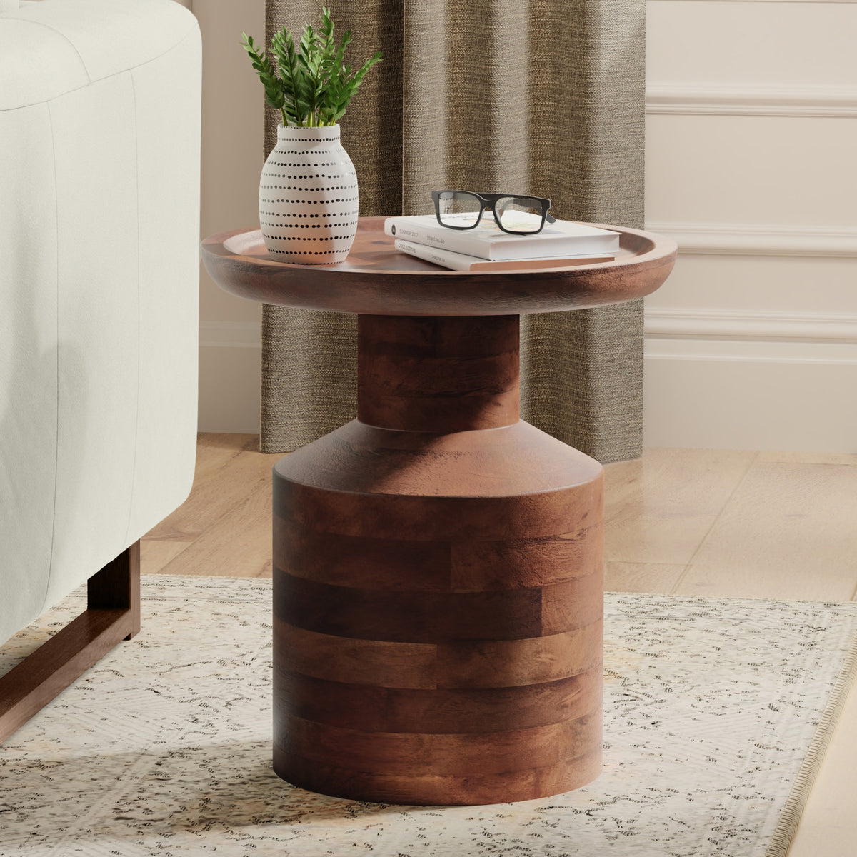 Warm Dark Brown | Haynes Wooden Accent Table in Mango