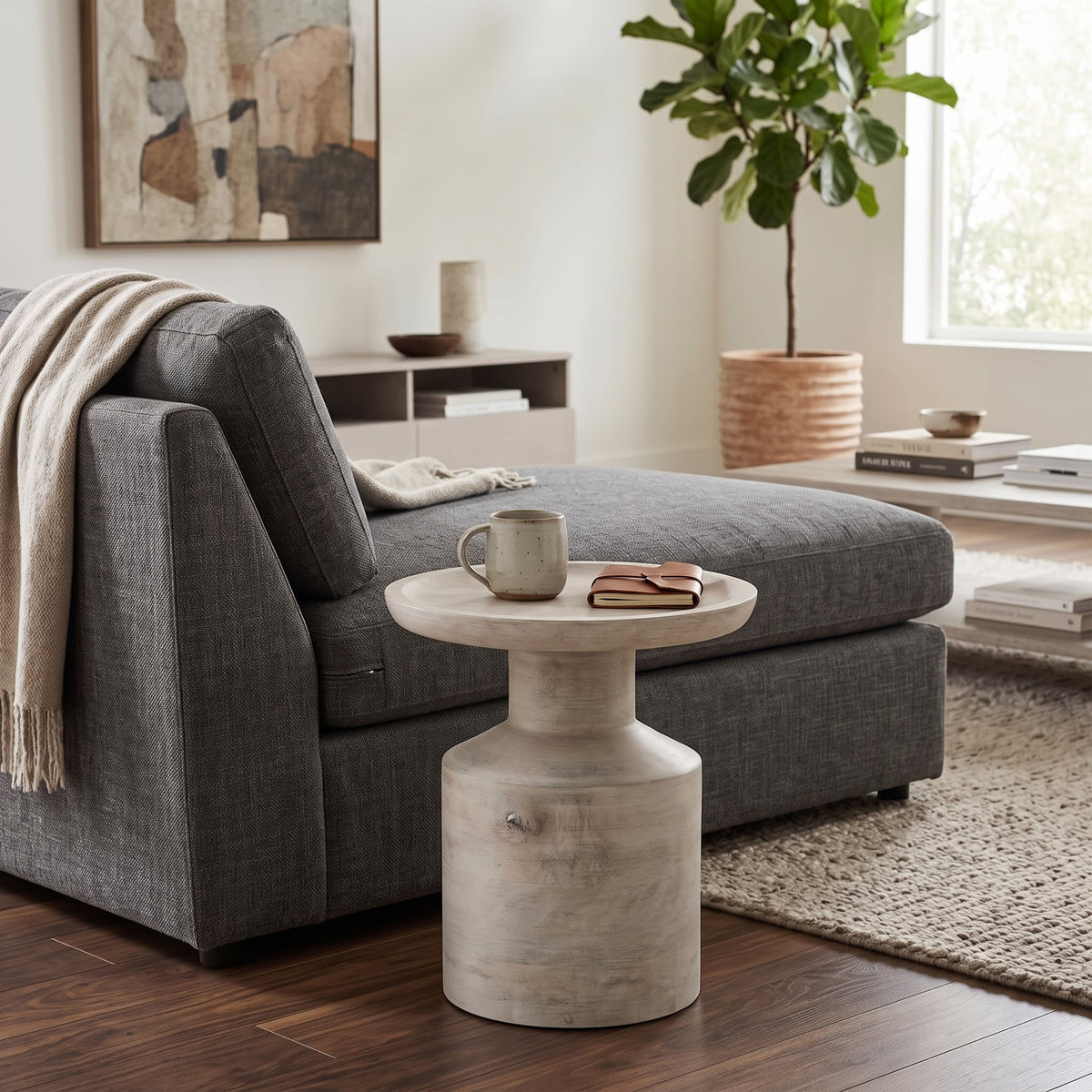White Wash | Haynes Wooden Accent Table in Mango