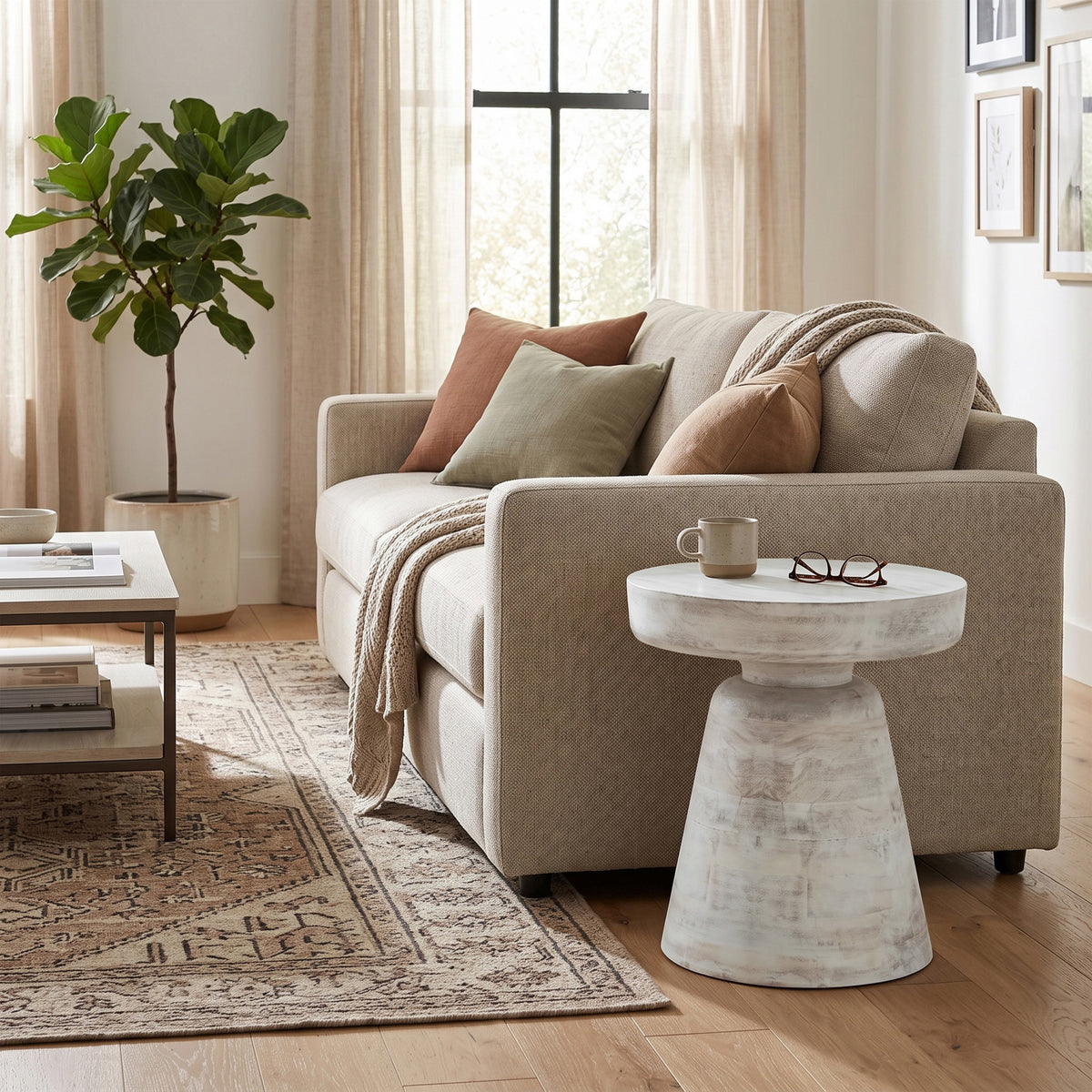 Distressed White Wash | Robbie Accent Table in Mango