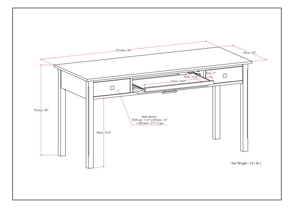 Brunette Brown | Avalon Large Desk