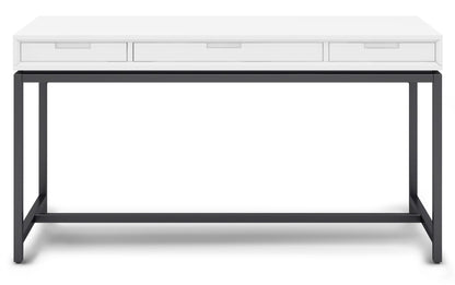 White Solid Wood - Rubberwood | Banting Mid Century Desk in White