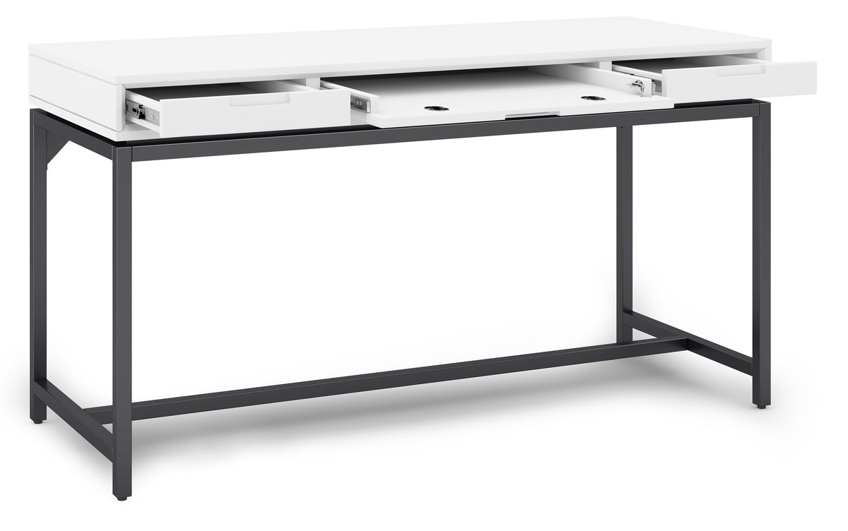 White Solid Wood - Rubberwood | Banting Mid Century Desk in White