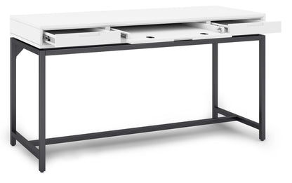 White Solid Wood - Rubberwood | Banting Mid Century Desk in White