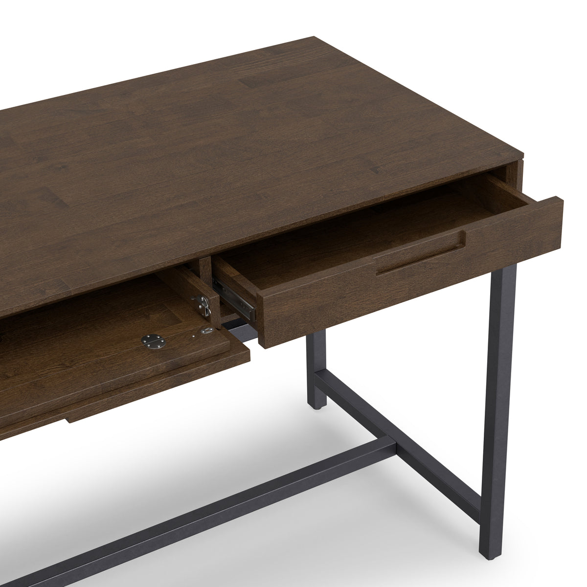 Deep Walnut Brown Rubberwood | Banting Mid Century Wide Desk in Rubberwood