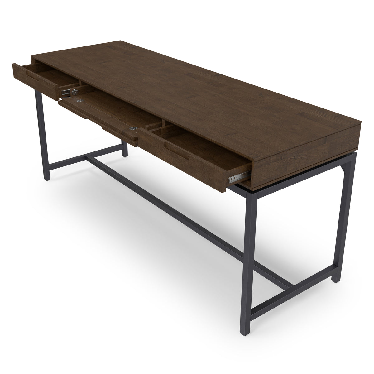 Deep Walnut Brown Rubberwood | Banting Mid Century Wide Desk in Rubberwood