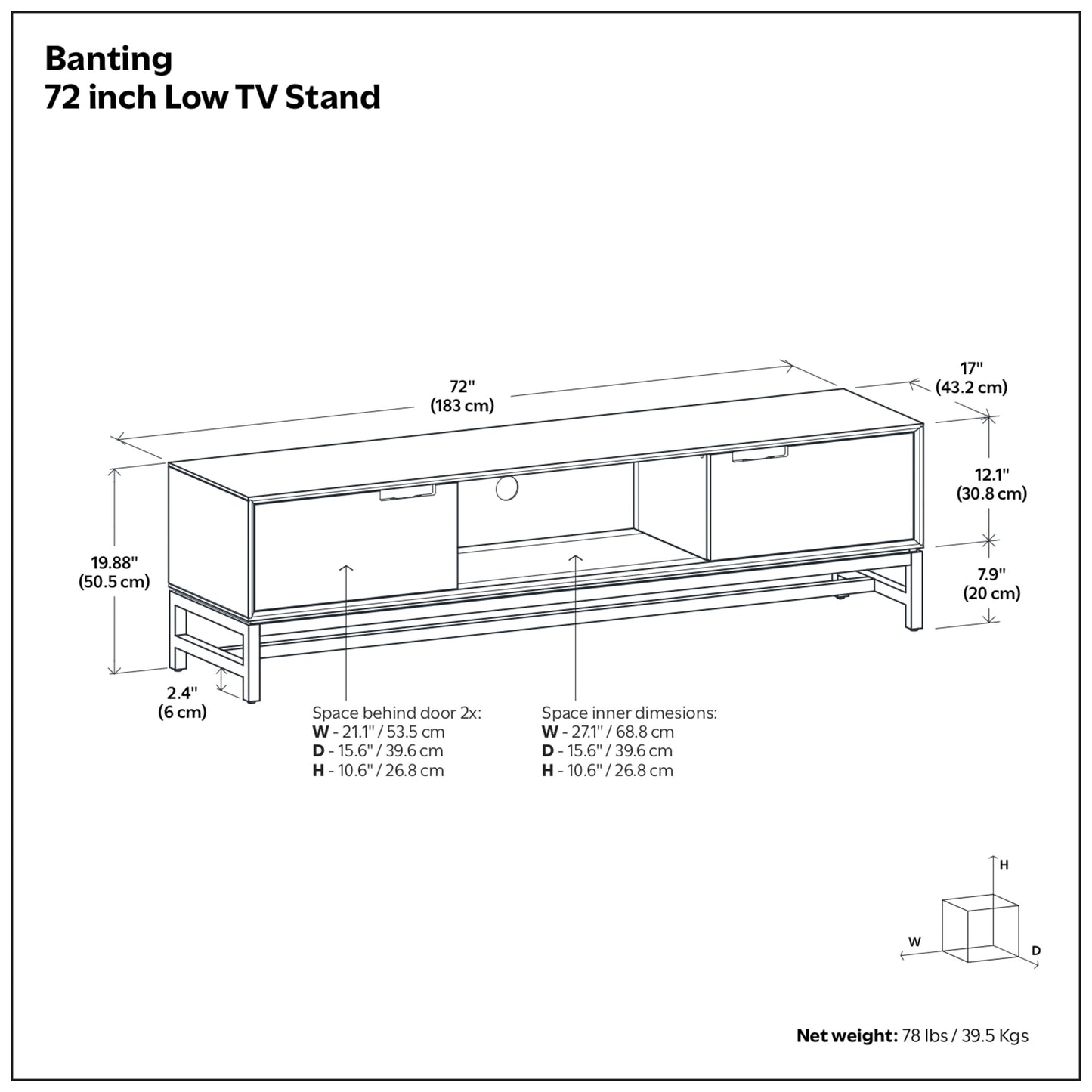 Banting 72 inch Low TV Stand