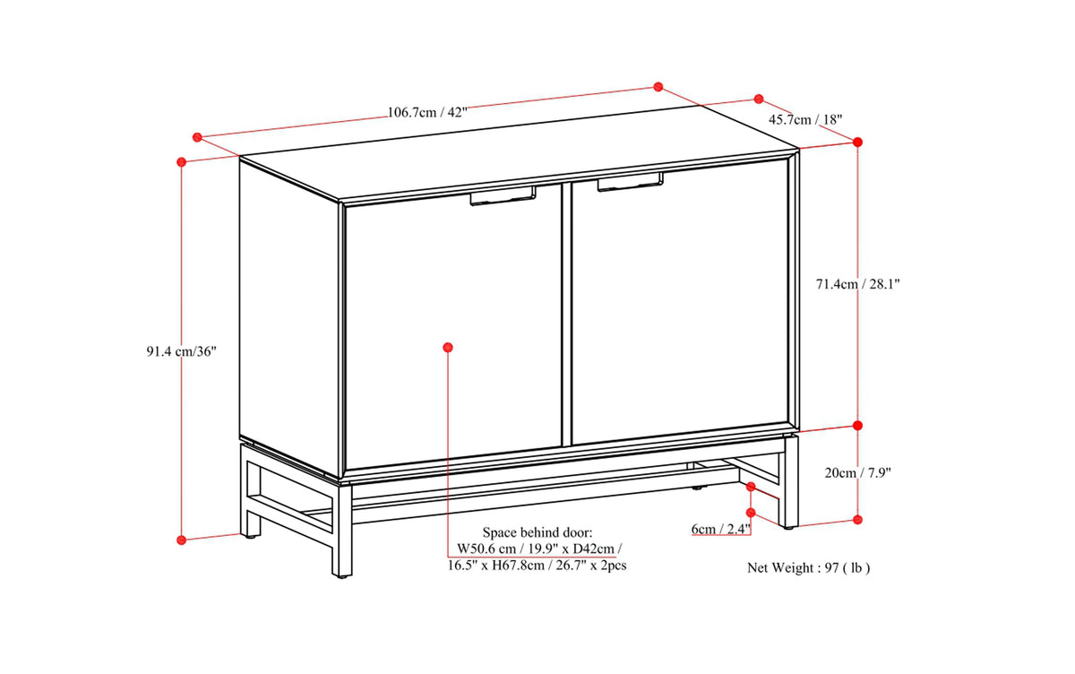 Walnut Brown | Banting 2 Door Sideboard Buffet