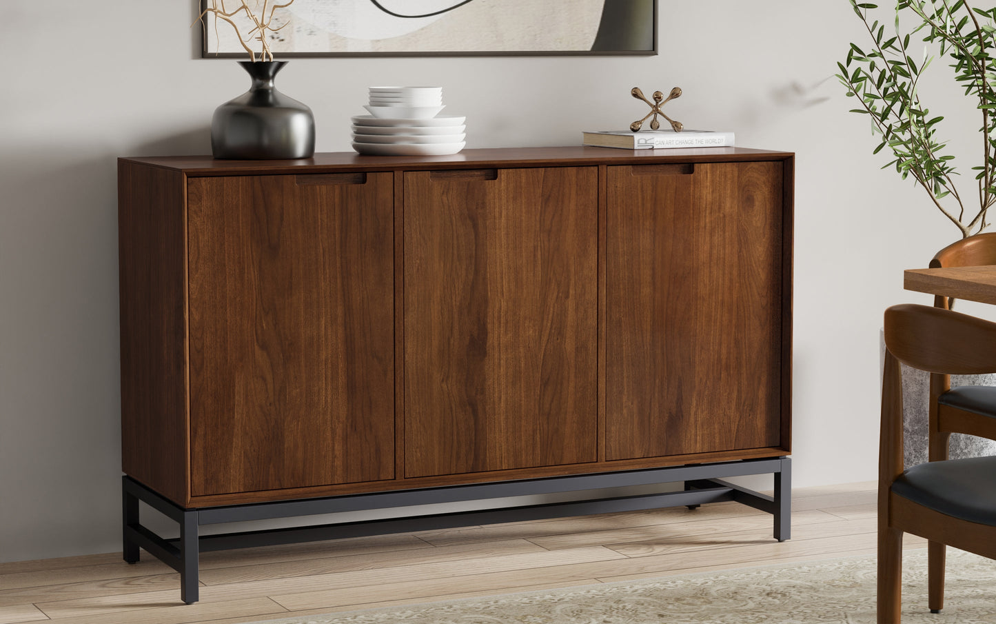 Walnut Veneer | Banting 3 Door Sideboard Buffet