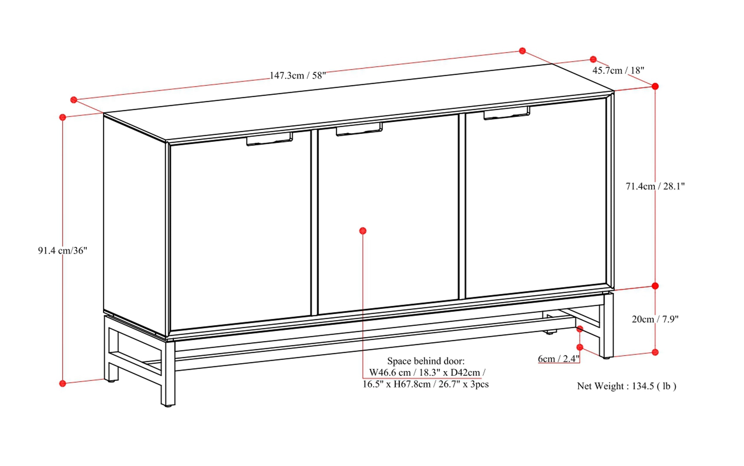Walnut Brown | Banting 3 Door Sideboard Buffet