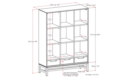 Walnut Brown | Banting 9 Cube Bookcase with Drawers