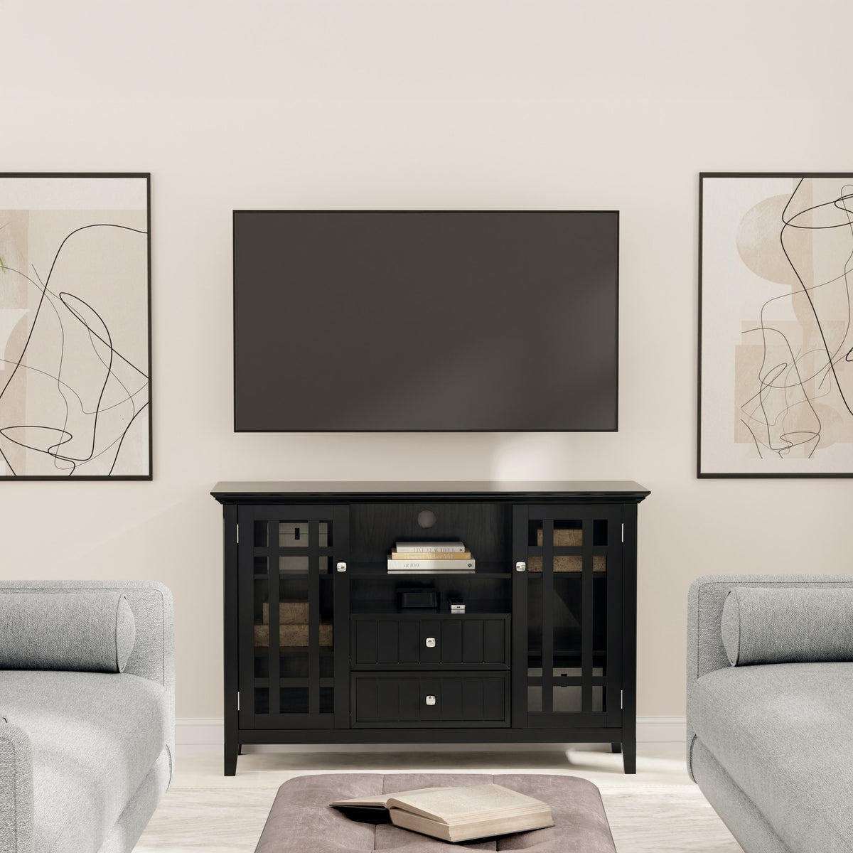 Black Solid Wood - Pine | Bedford Tall TV Stand