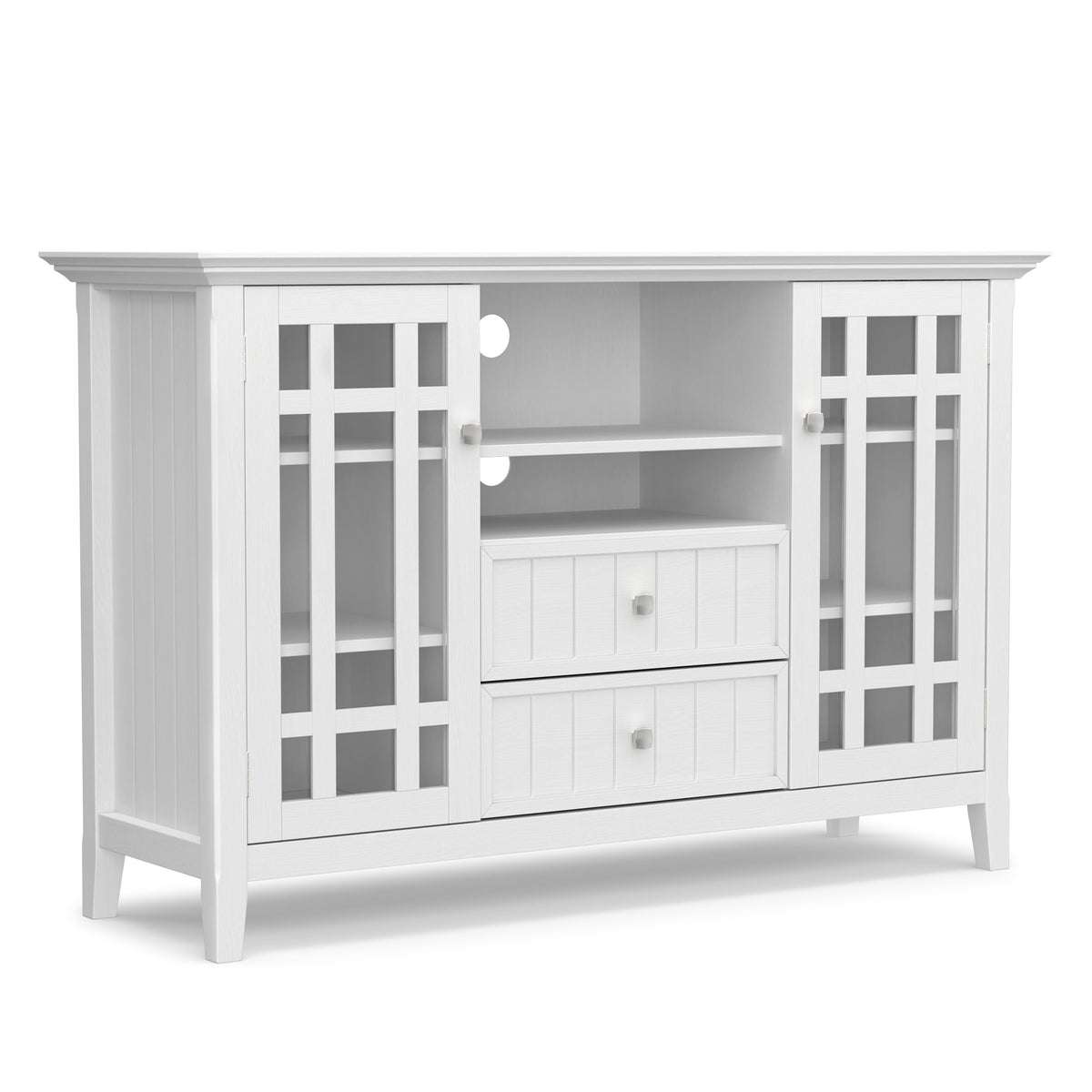 White Solid Wood - Pine | Bedford Tall TV Stand