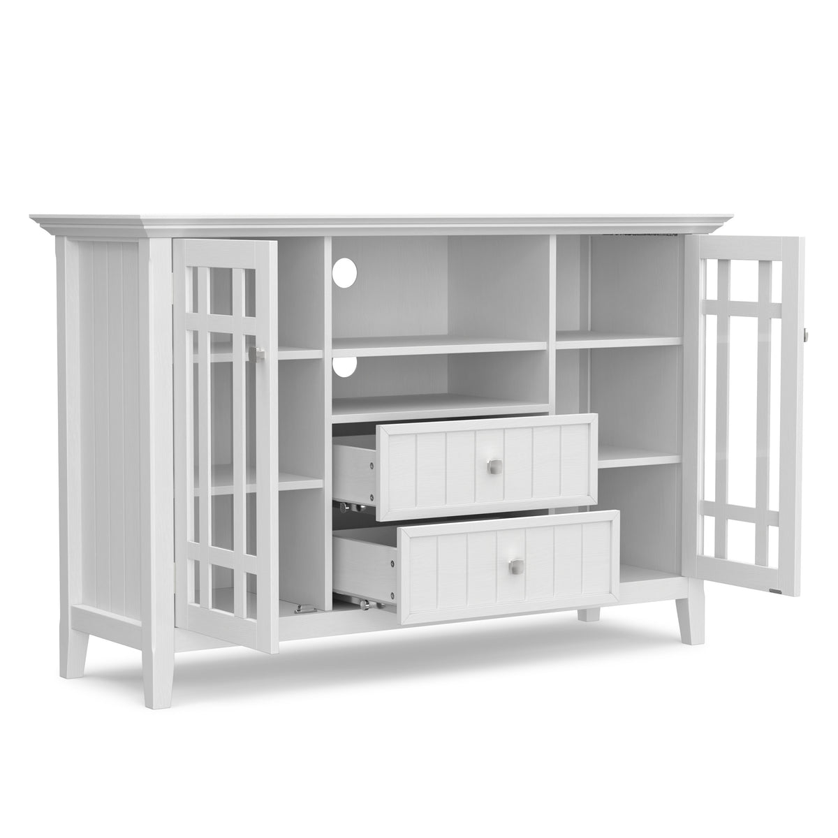 White Solid Wood - Pine | Bedford Tall TV Stand