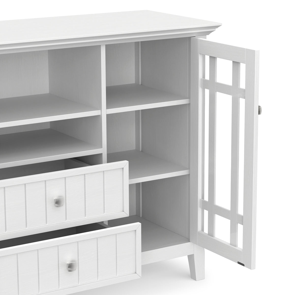 White Solid Wood - Pine | Bedford Tall TV Stand