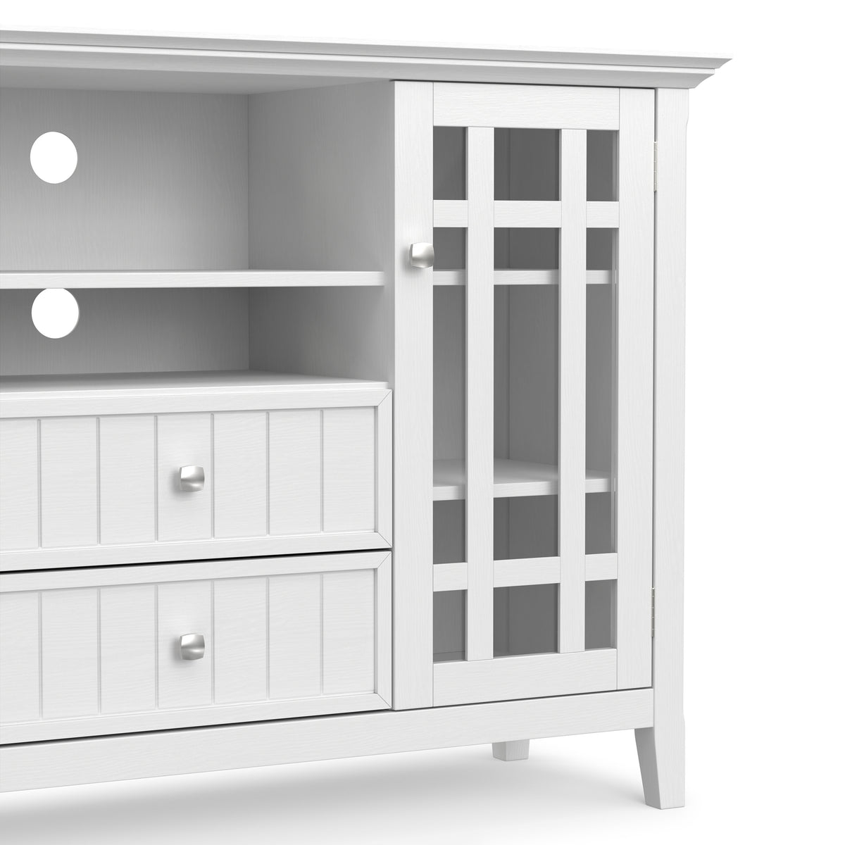 White Solid Wood - Pine | Bedford Tall TV Stand