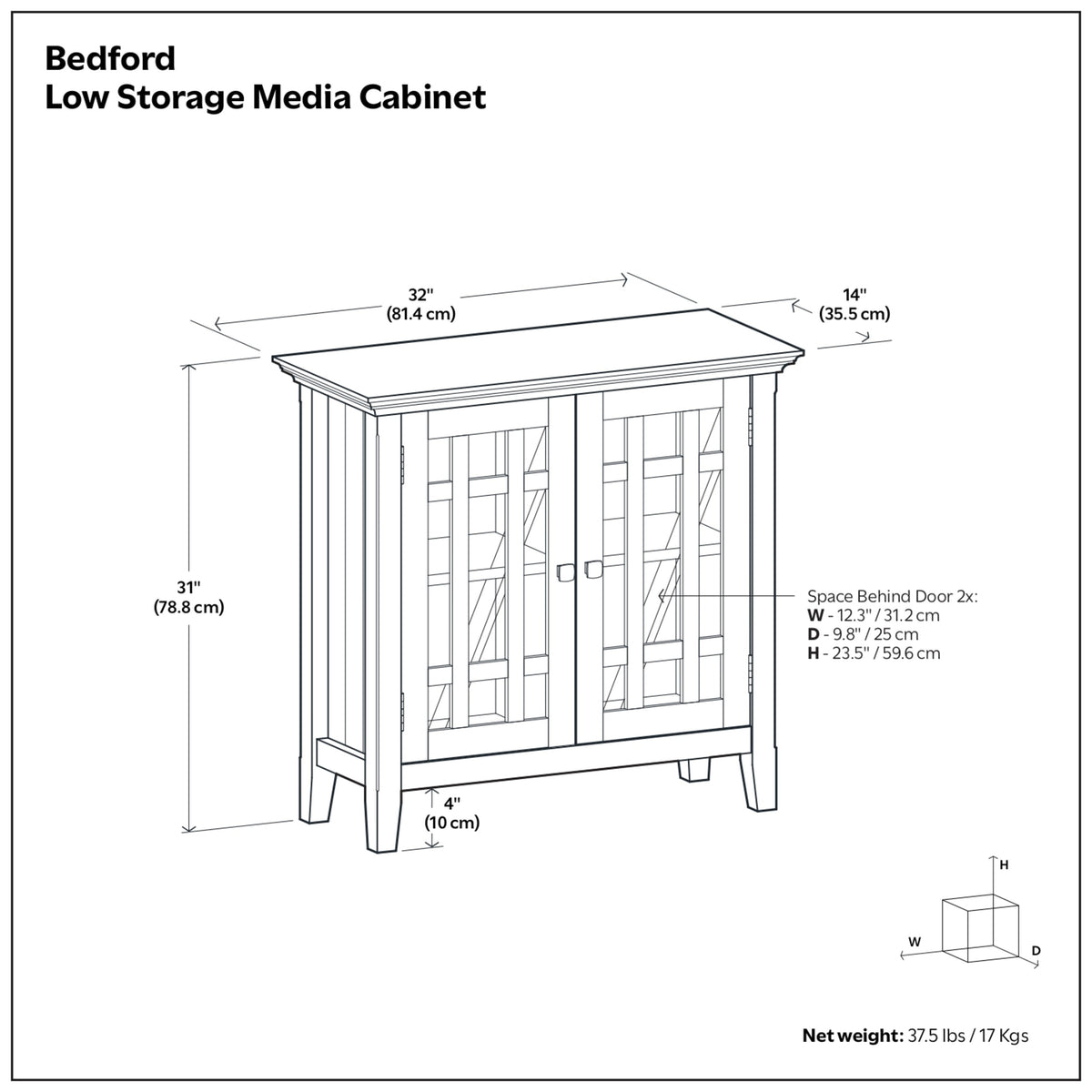 Light Golden Brown | Bedford Low Storage Media Cabinet