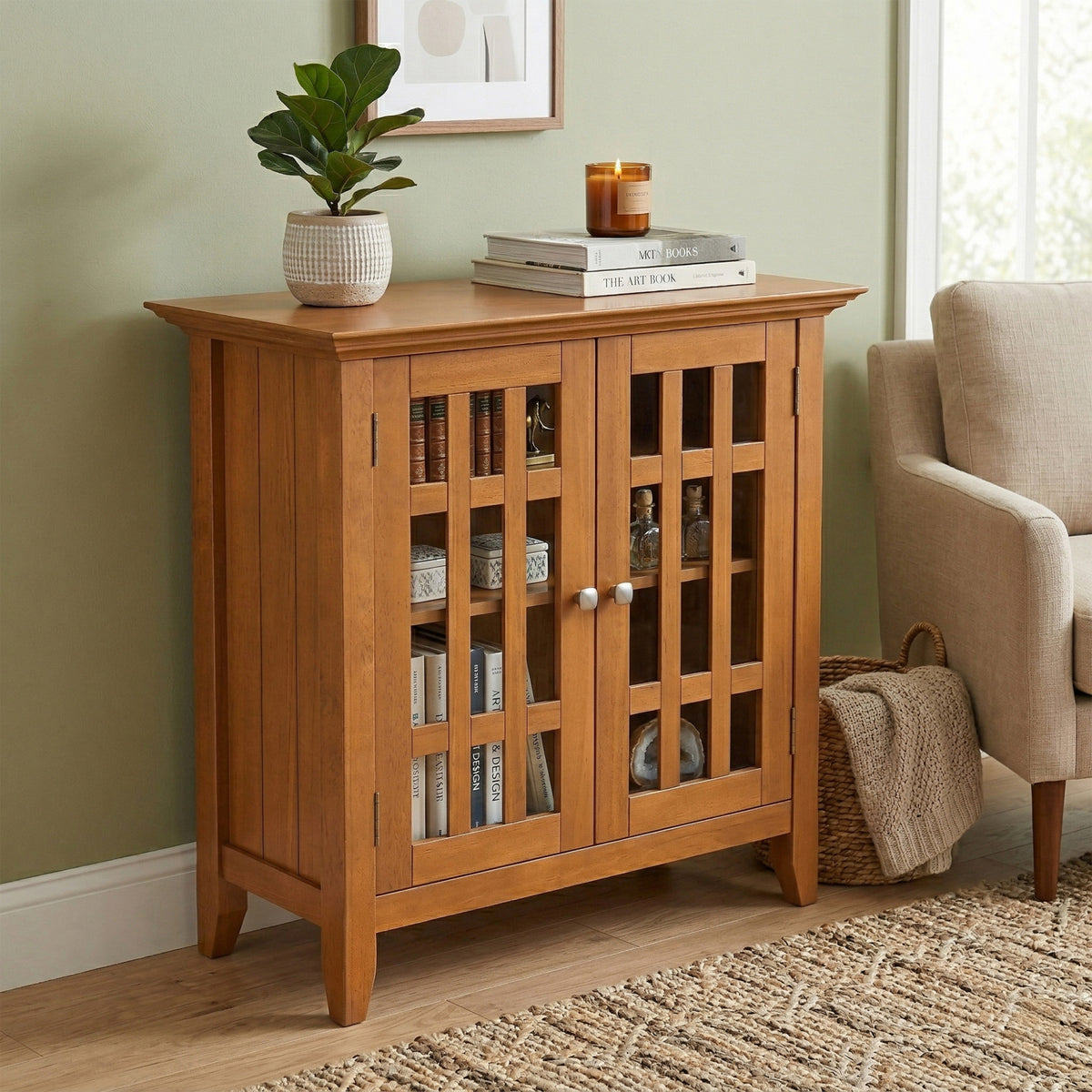 Light Golden Brown | Bedford Low Storage Media Cabinet