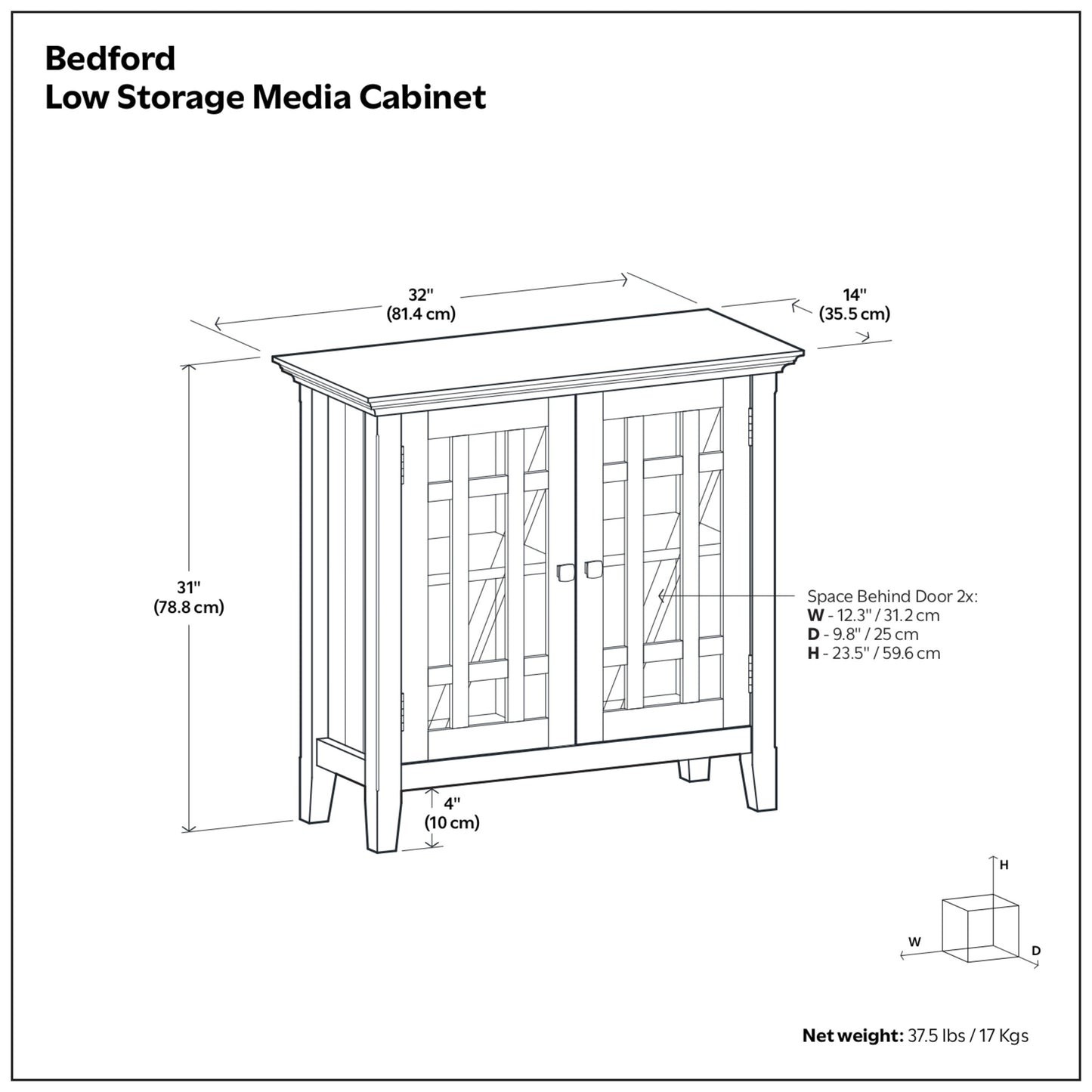 Rustic Natural Aged Brown | Bedford Low Storage Media Cabinet
