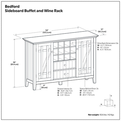 Fog Grey | Bedford Sideboard Buffet & Winerack