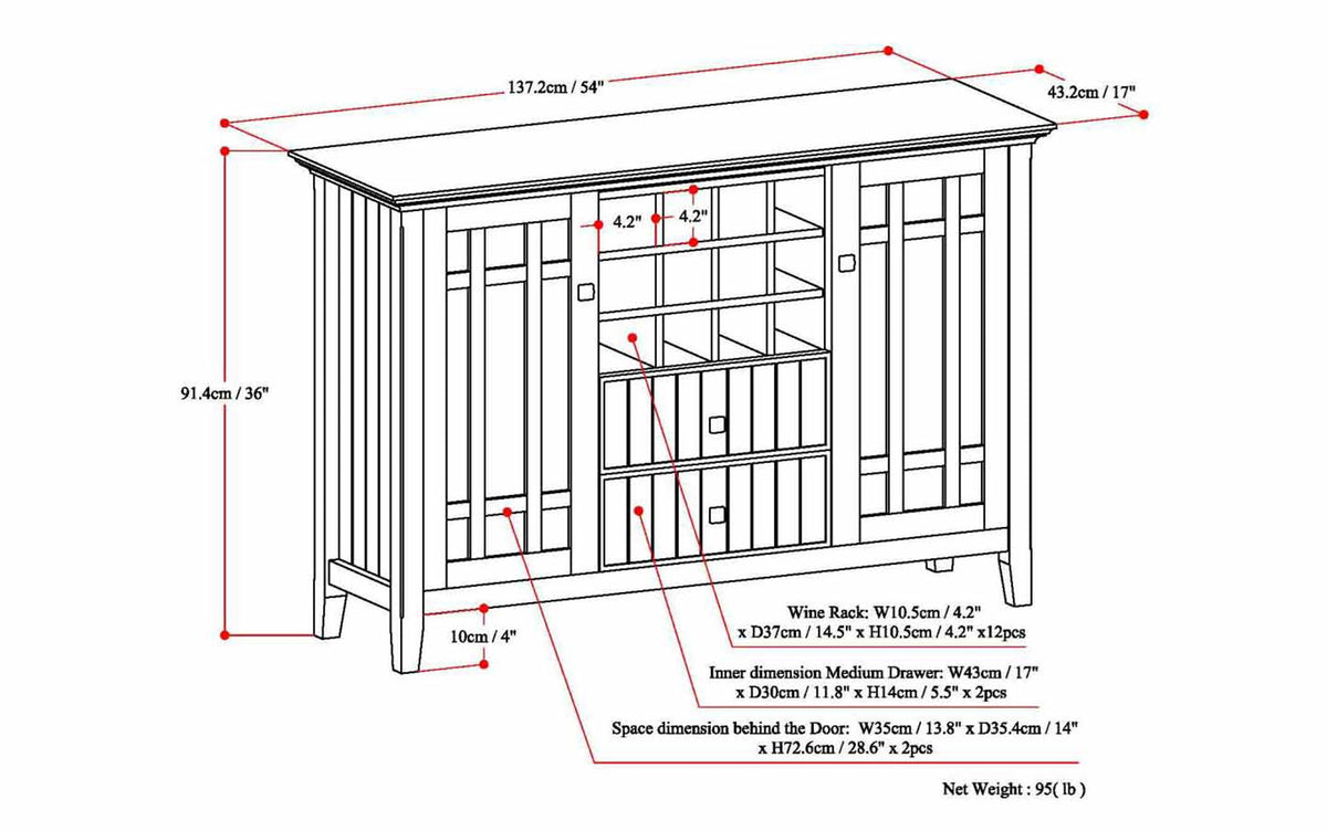 Distressed Grey | Bedford Sideboard Buffet & Winerack