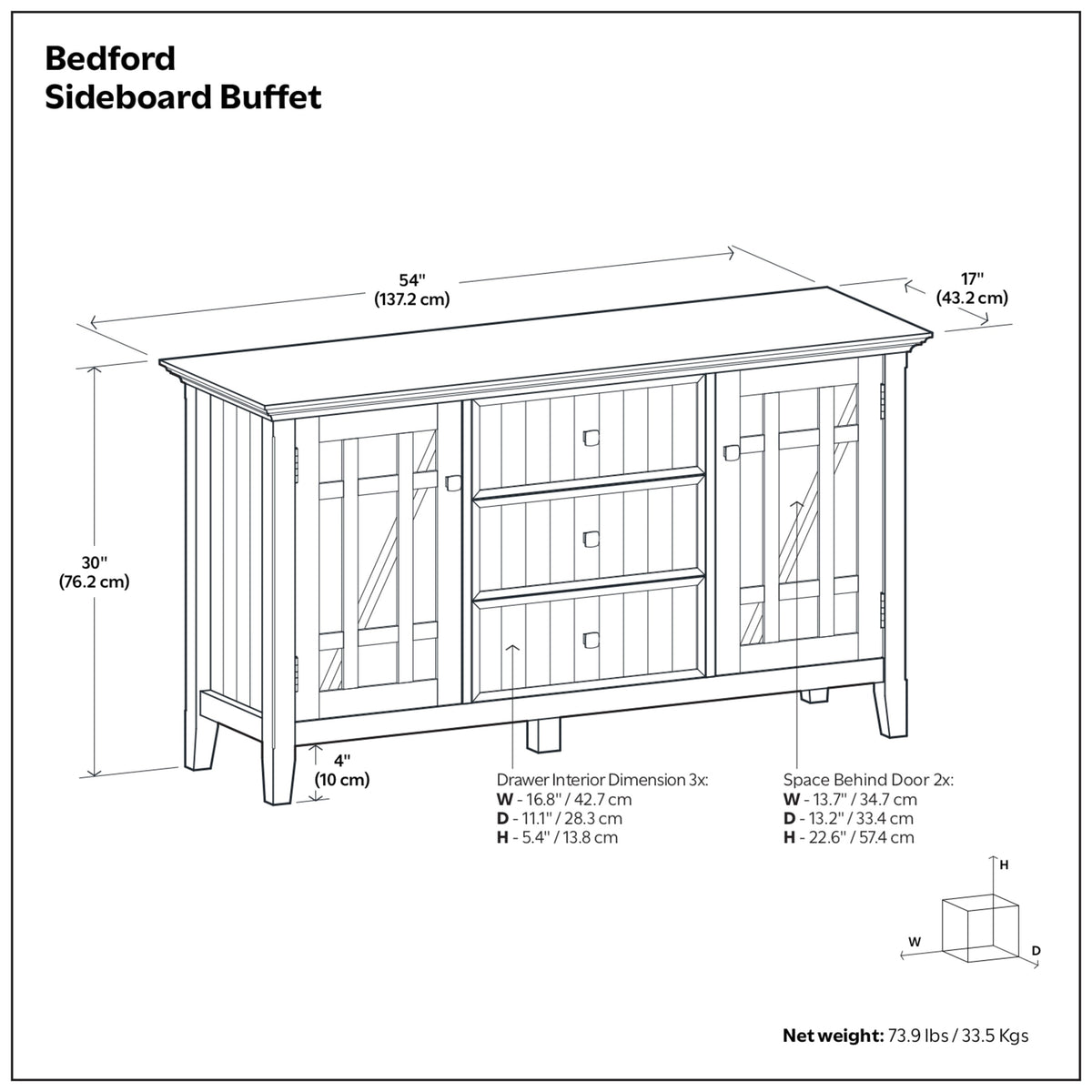 White | Bedford Sideboard Buffet