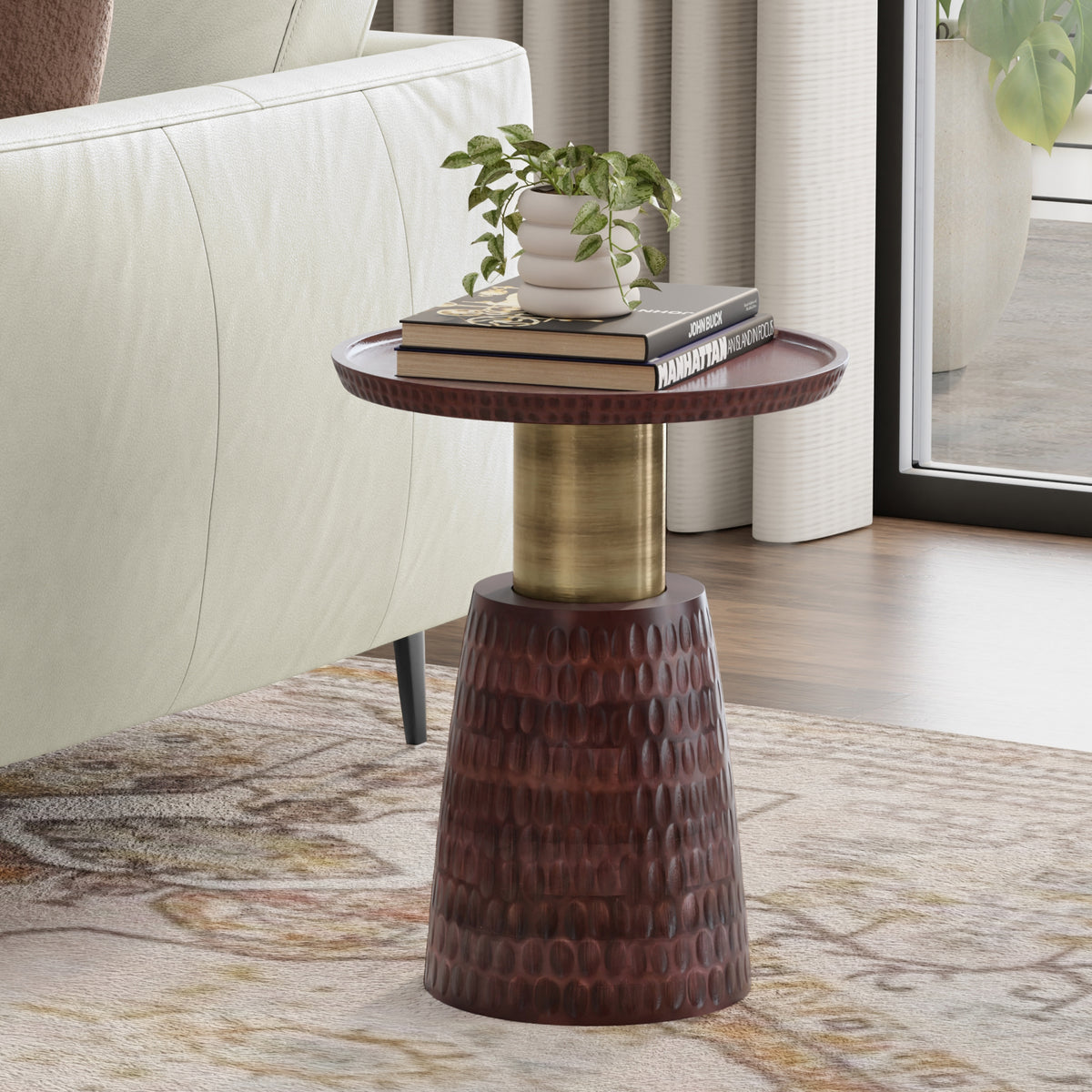 Walnut Brown/Gold | Breanna Side Table