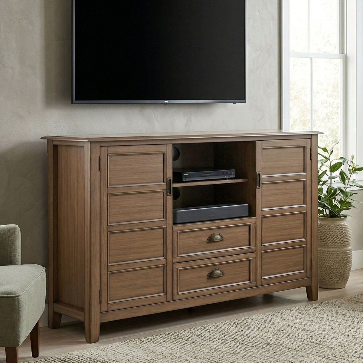 Rustic Natural Aged Brown | Burlington Tall TV Stand