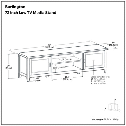 Mahogany Brown | Burlington 72 inch Low TV Media Stand