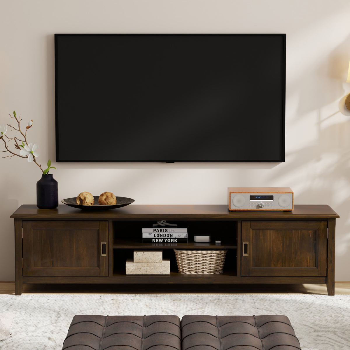 Mahogany Brown | Burlington 72 inch Low TV Media Stand