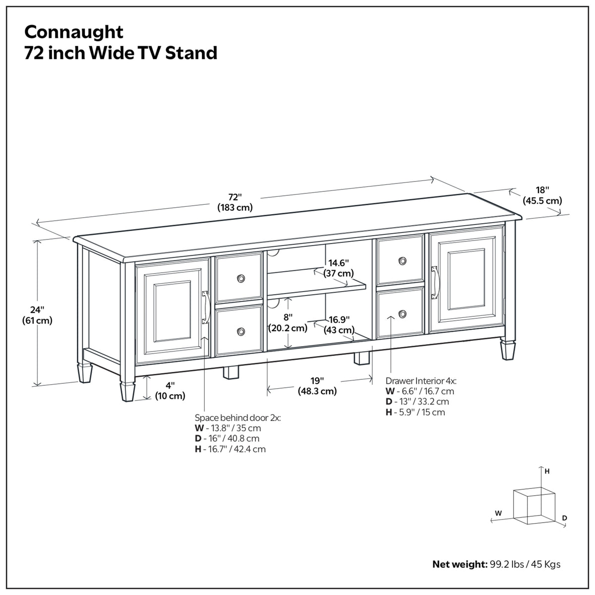 Antique White | Connaught 72 inch TV Stand