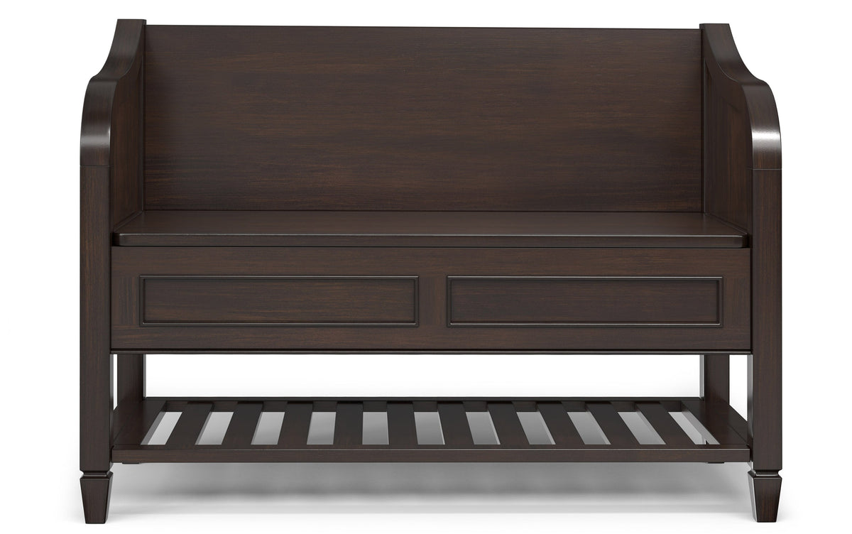 Dark Chestnut Brown | Connaught Entryway Storage Bench with Shelf