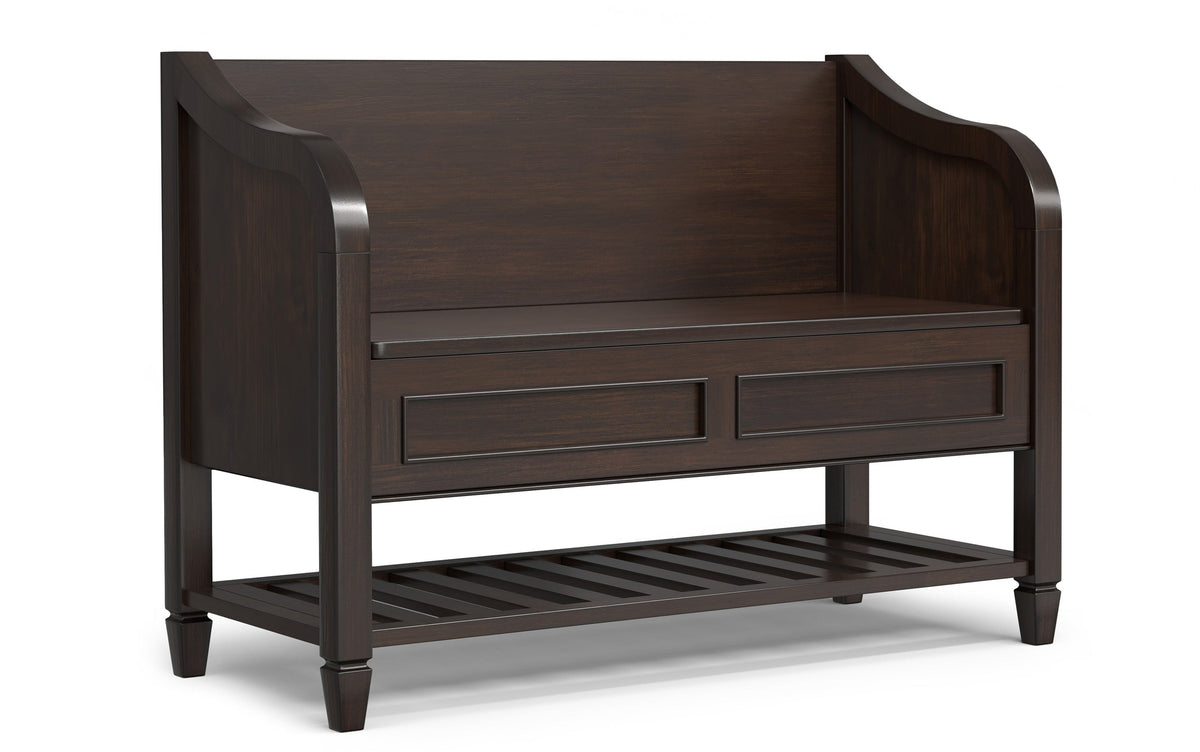 Dark Chestnut Brown | Connaught Entryway Storage Bench with Shelf
