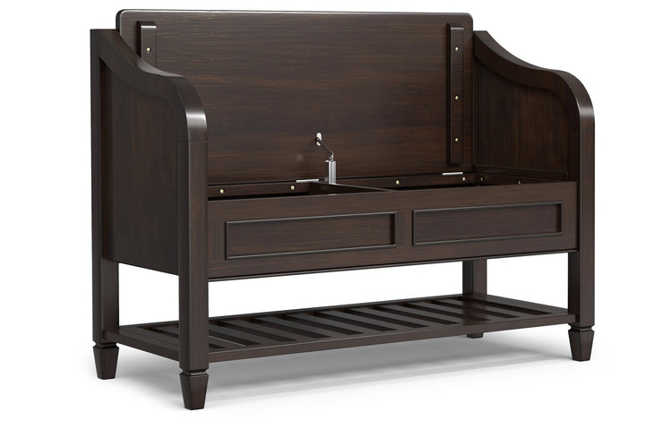Dark Chestnut Brown | Connaught Entryway Storage Bench with Shelf