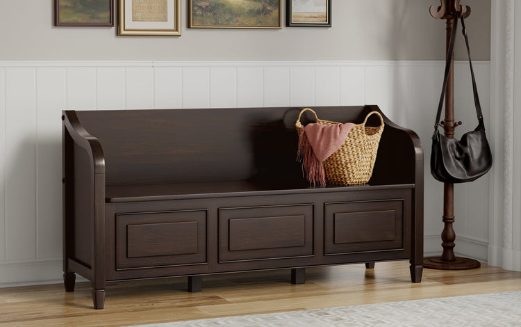 Dark Chestnut Brown | Connaught Wide Entryway Storage Bench
