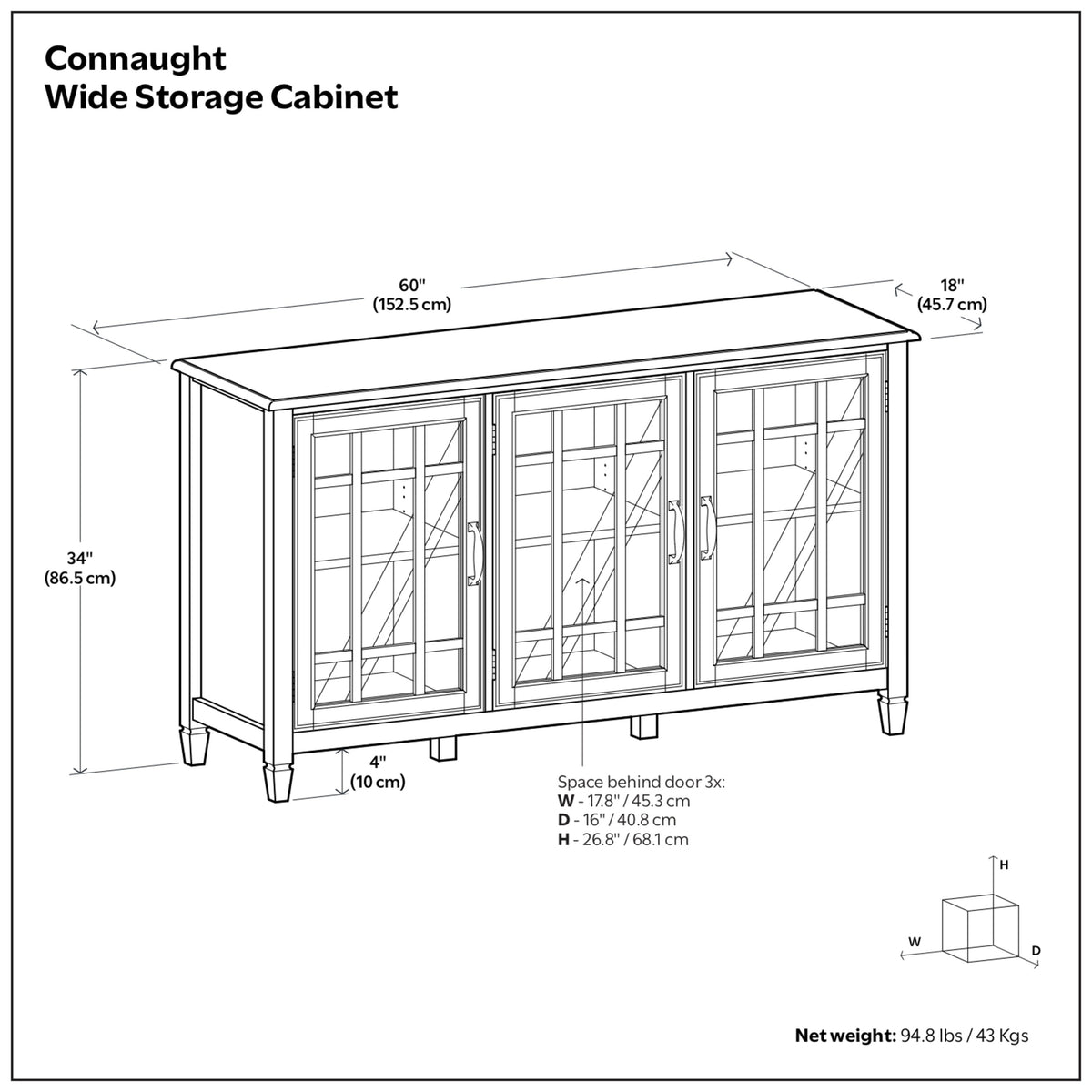 Dark Chestnut Brown | Connaught Wide Storage Cabinet