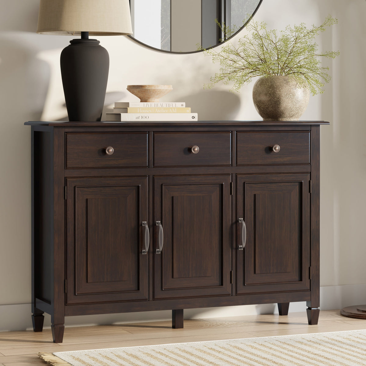 Dark Chestnut Brown | Connaught Wide Entryway Storage Cabinet