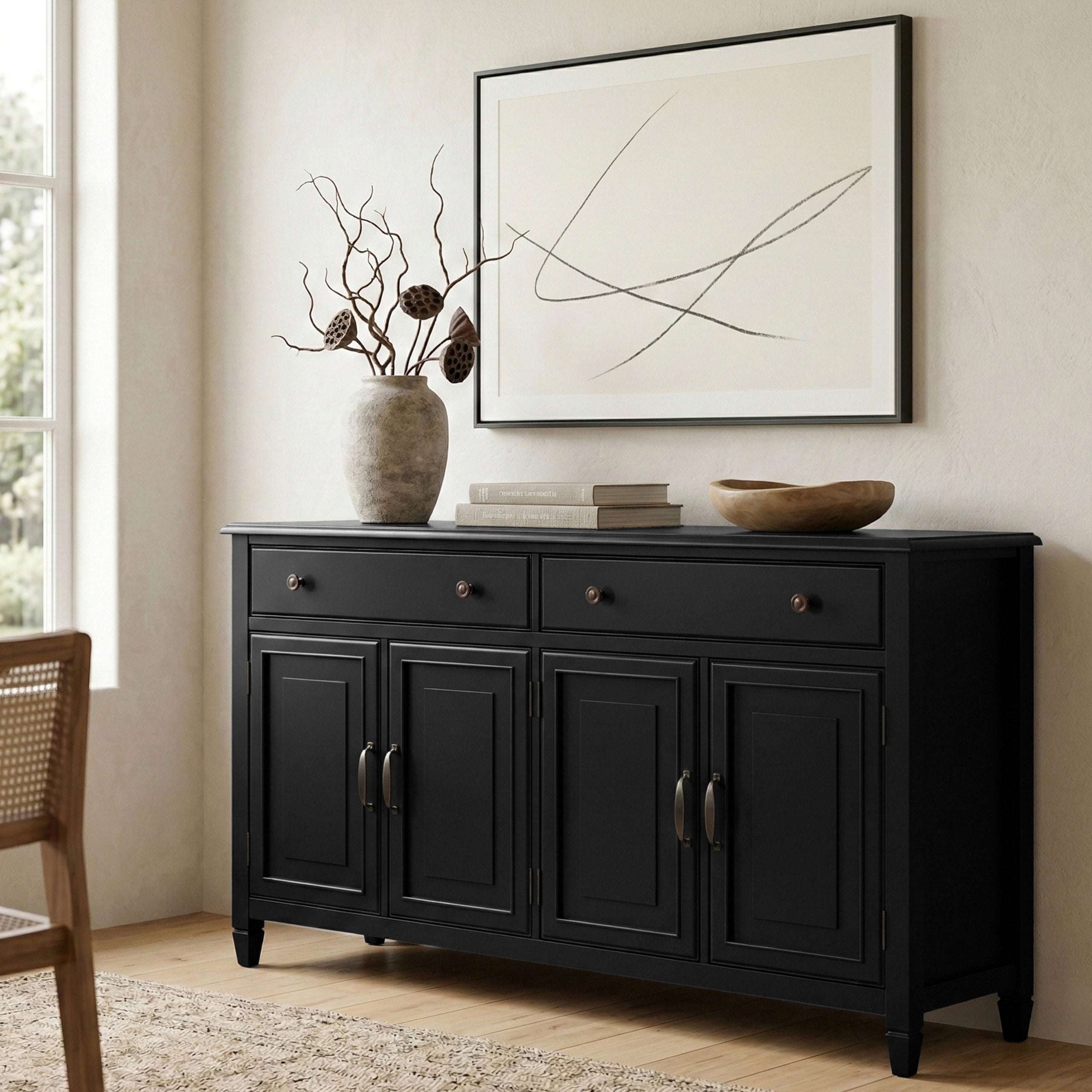Black | Connaught Large Sideboard Buffet Storage Cabinet